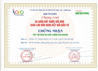Chứng Nhận Top 100 Dịch Vụ Chất Lượng Cao ASEAN
