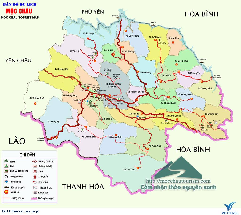 bản đồ du lịch Mộc Châu